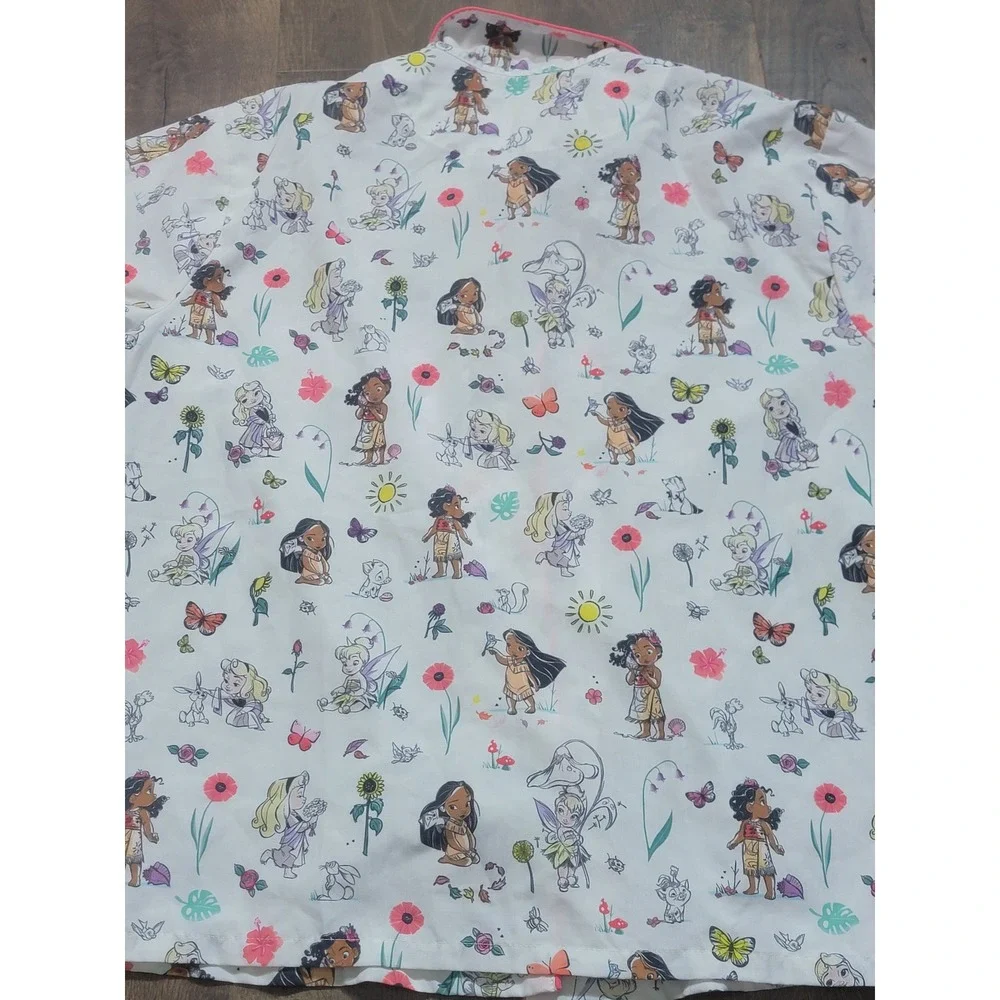 Disney Animators‎ Collection Womens Pajama Top Shirt Pocahontas Tinkerbell Print - Picture 8 of 8